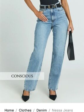Nessa High-Rise Straight Leg Jeans in Light Blue